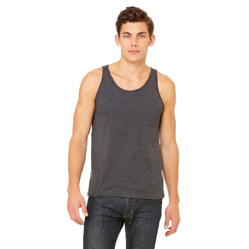 Bella + Canvas Unisex Dark Grey Heather Jersey Tank turquoise tank top