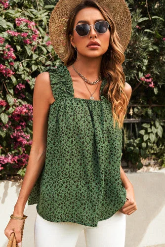 Ruffle Tank Top - Green bright tank top