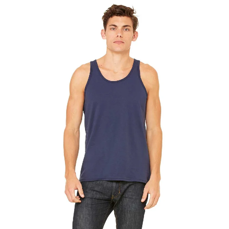 Bella + Canvas Unisex Navy Jersey Tank teal tank top