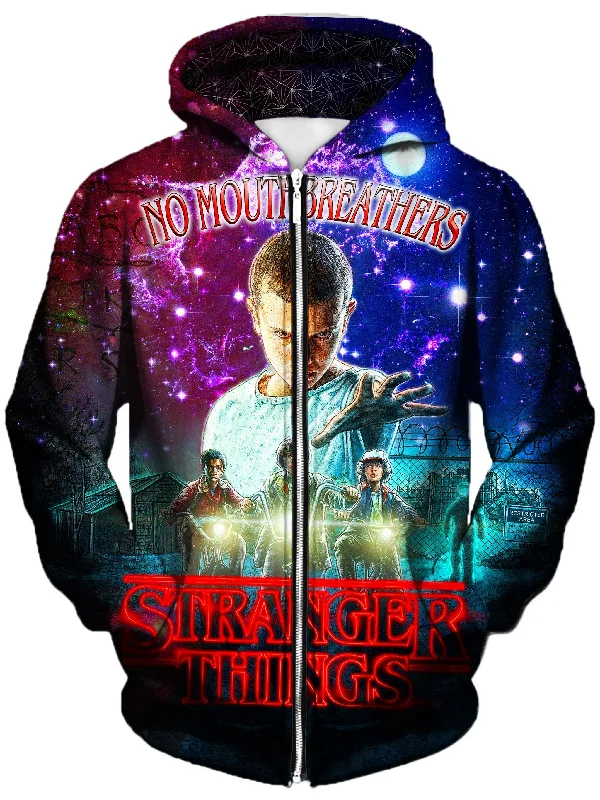 Stranger Things Unisex Zip-Up Hoodie Hoodie with Hem Frayed Vintage Worn
