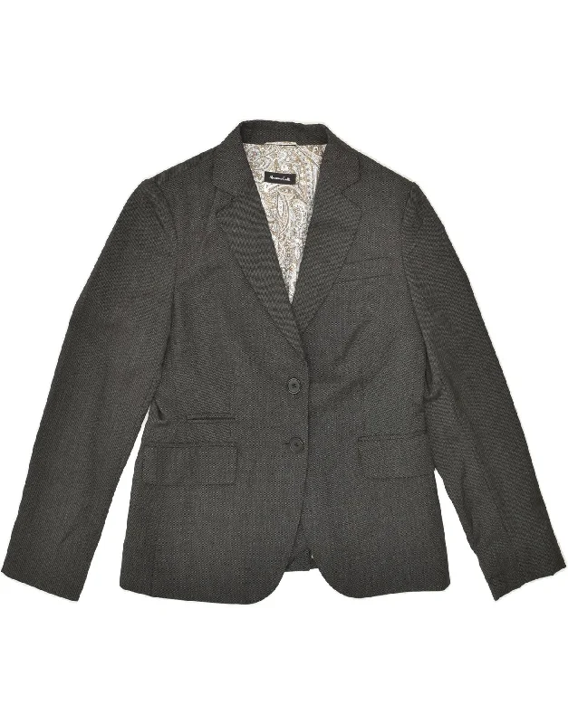 MASSIMO DUTTI Womens 2 Button Blazer Jacket EU 44 XL Grey Wool Front Pockets Side Pockets Patch Pockets MASSIMO DUTTI Womens 2 Button Blazer Jacket EU 44 XL Grey Wool Front Pockets Side Pockets Patch Pockets