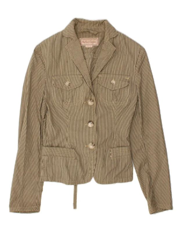 MARLBORO CLASSICS Womens 3 Button Blazer Jacket EU 36 Small Brown Striped Herringbone Jacket Houndstooth Jacket Plaid Jacket MARLBORO CLASSICS Womens 3 Button Blazer Jacket EU 36 Small Brown Striped Herringbone Jacket Houndstooth Jacket Plaid Jacket