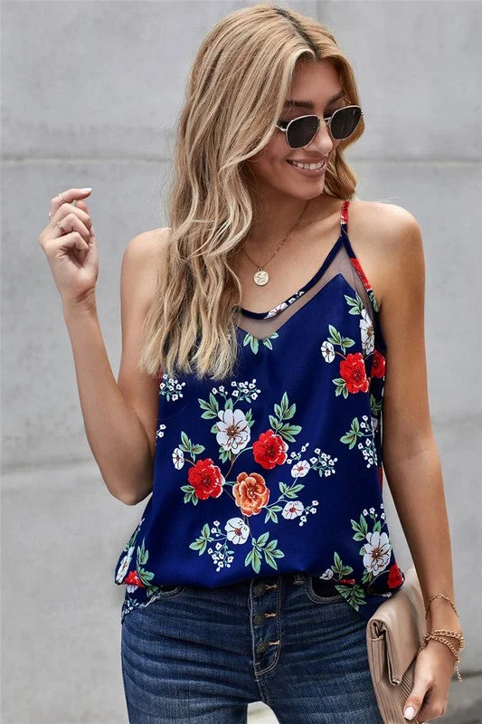 Springtime Joy Tank Top - Royal ribbed tank top