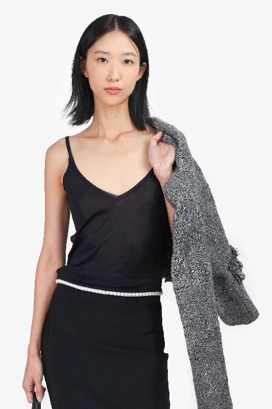 Louis Vuitton Black Silk Knit Tank Top Size S cropped tank top