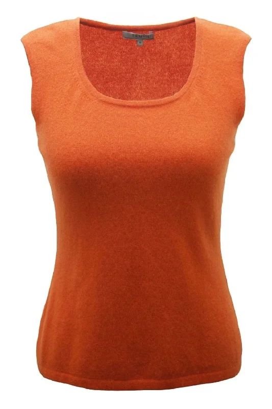 Cashmere vest - camisole - round neck tank top bronze tank top