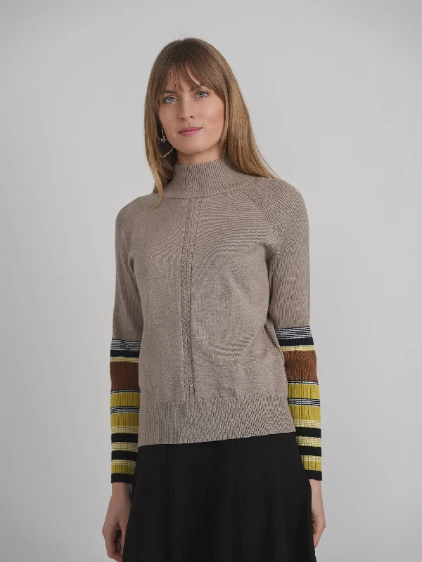 QEW Turtle Neck Cable Combo Sweater Lace Blend Ribbed Blend Corduroy Blend