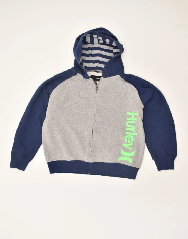 HURLEY Womens Graphic Zip Hoodie Sweater UK 18 XL Grey Colourblock Cotton Ribbed Striped Patterned HURLEY Womens Graphic Zip Hoodie Sweater UK 18 XL Grey Colourblock Cotton Ribbed Striped Patterned