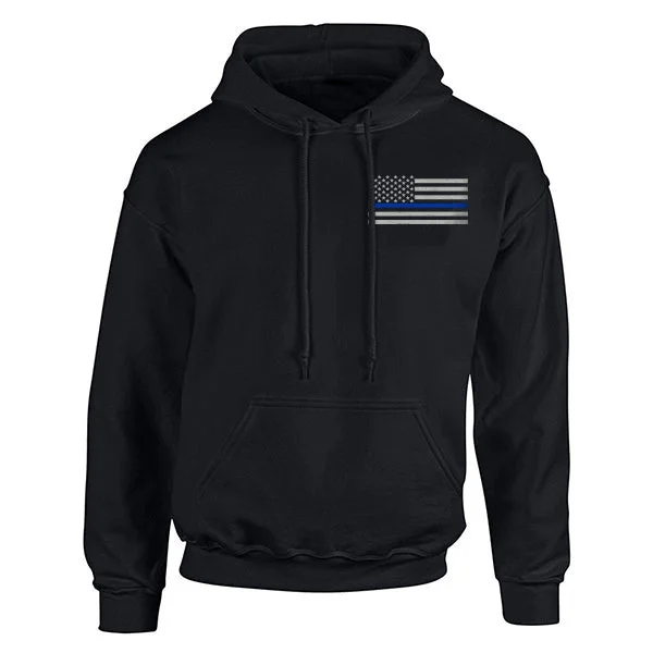 Hoodie Unisex - Thin Blue Line American Flag Hoodie with Slim Fit Tailored Modern