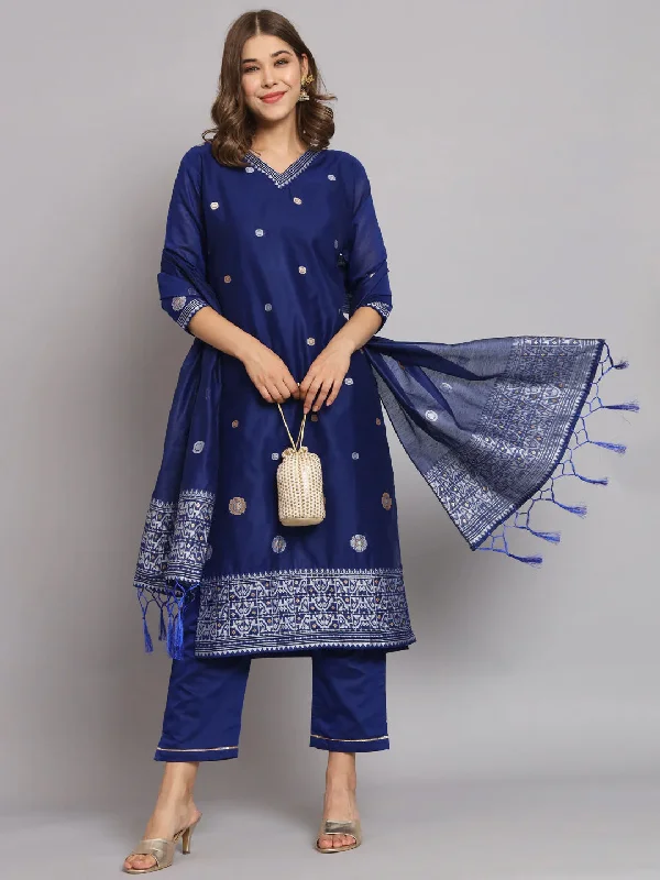 Royal Blue Trendy Designer Readymade Pant Suit With Embroidery Work Formal Dress Pants Royal Blue Trendy Designer Readymade Pant Suit With Embroidery Work Formal Dress Pants