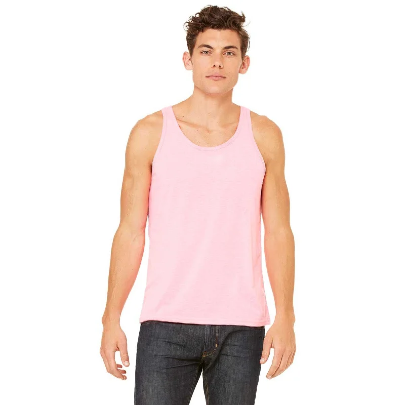 Bella + Canvas Unisex Neon Pink Jersey Tank crew neck tank