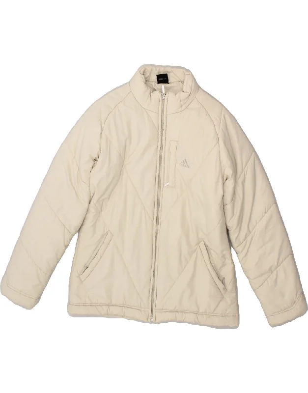 ADIDAS Womens Padded Jacket UK 10 Small Beige Polyester Fleece Fabric Down Fabric Feather Fabric ADIDAS Womens Padded Jacket UK 10 Small Beige Polyester Fleece Fabric Down Fabric Feather Fabric
