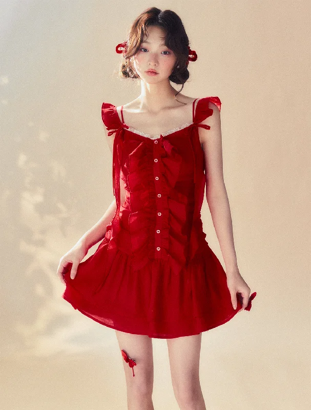 Red Bow Suspender Dress SUN0057 Tunics Occasion special