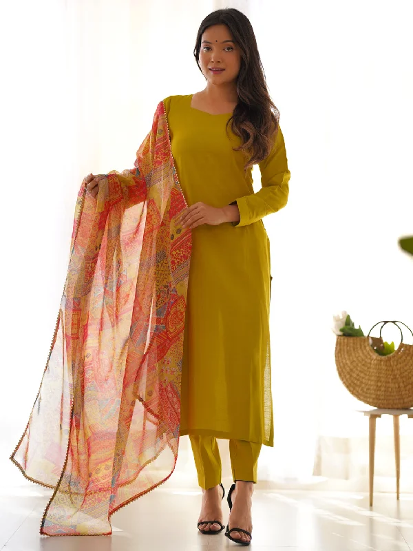 Mustard Trendy Elementary Designer Readymade Pant Suit With Multi Floral Print Work Relaxed Lounge Trousers Mustard Trendy Elementary Designer Readymade Pant Suit With Multi Floral Print Work Relaxed Lounge Trousers