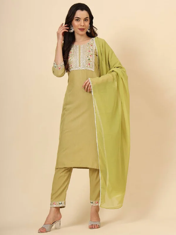 Lemon Yellow Trendy Designer Readymade Pant Suit With Embroidery Work Comfortable Maternity Pants