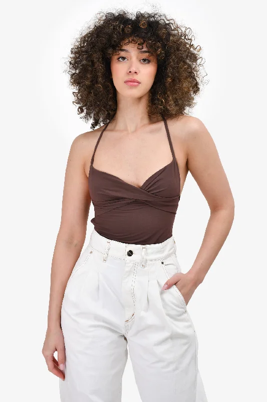 Chloe Brown Tank Bustier Bodysuit Size 42 mesh tank top
