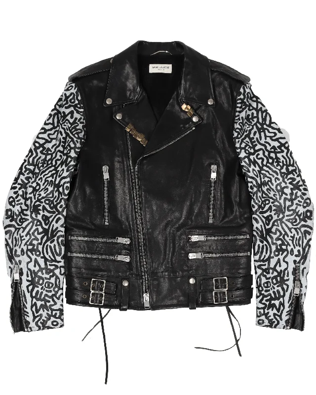 FW13 Sumi Ink Club Graffiti Calf Leather Biker Jacket Faux Fur Jacket Real Fur Jacket Shearling Jacket FW13 Sumi Ink Club Graffiti Calf Leather Biker Jacket Faux Fur Jacket Real Fur Jacket Shearling Jacket