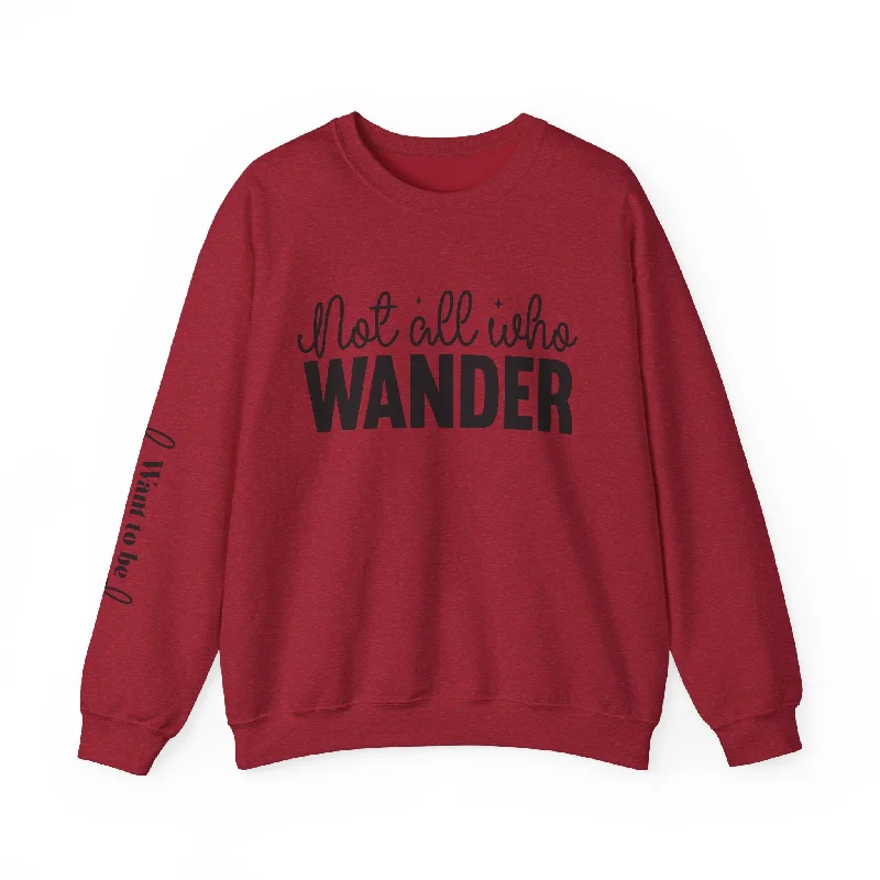 Wander Crewneck Sweatshirt with Sleeve Writing Hoodie with Ribbed Hem Stretchable Secure