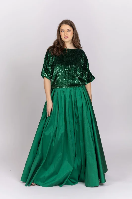 Emily Shalant Taffeta Ballgown Skirt in Emerald summer skirt style