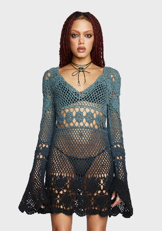Bottled Appetites Crochet Dress - Green Tunics Sale discount