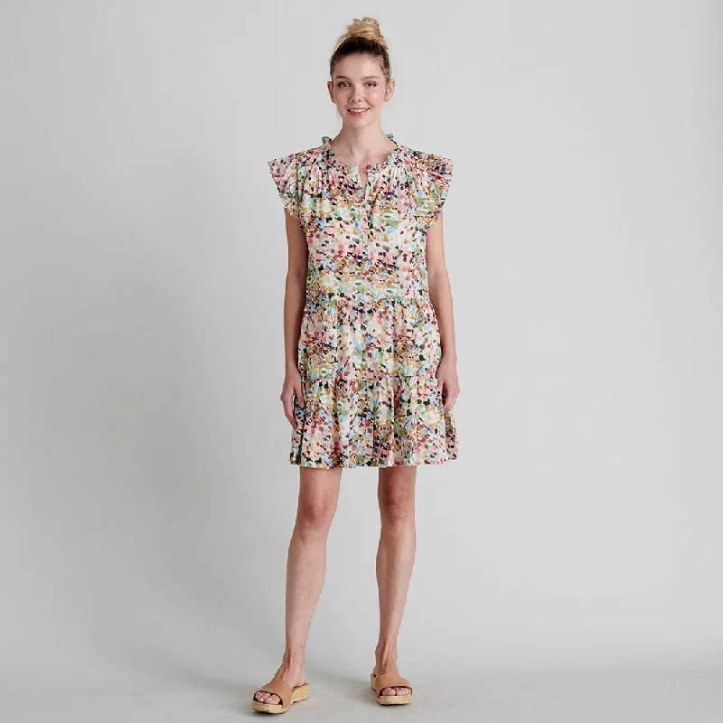 Womens Kalani Dress - Watercolor Brush Shift Classic Vintage