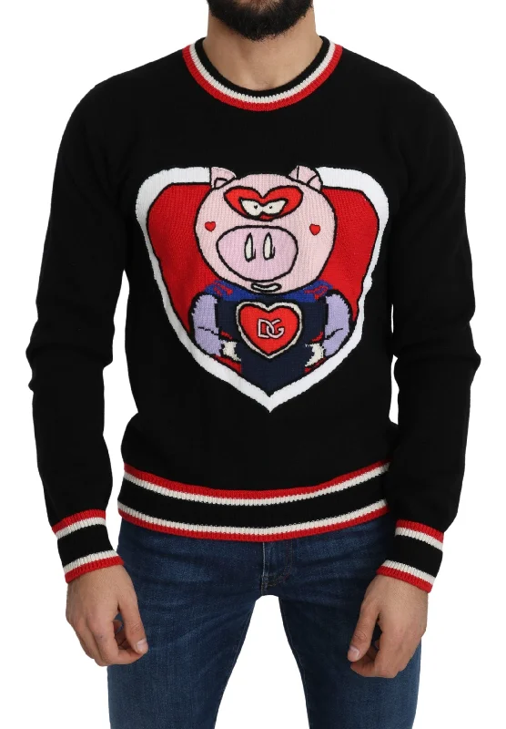 Elegant Black Cashmere Crew Neck Sweater Plaid Sweater Polka Dot Checkered