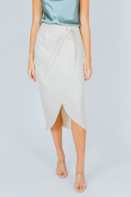 IRO Minilya Gathered Midi Skirt in Mastic wool skirt warm