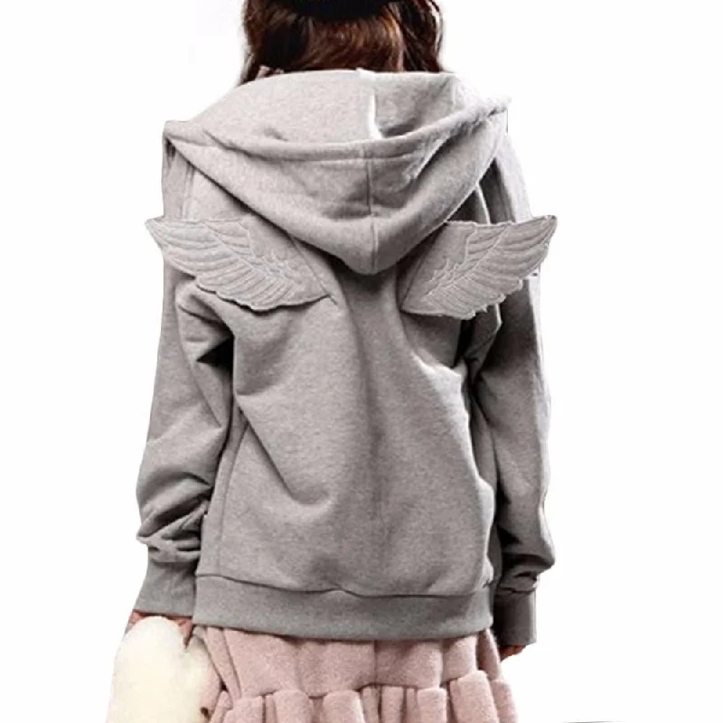 Tracksuit Women Hit 3D Angel Wings Hoodies Hooded Causal Full sleeve Fleece Cadigan Plus size M-3XL Black Gray Hoodie with Side Slits Relaxed Casual Tracksuit Women Hit 3D Angel Wings Hoodies Hooded Causal Full sleeve Fleece Cadigan Plus size M-3XL Black Gray Hoodie with Side Slits Relaxed Casual