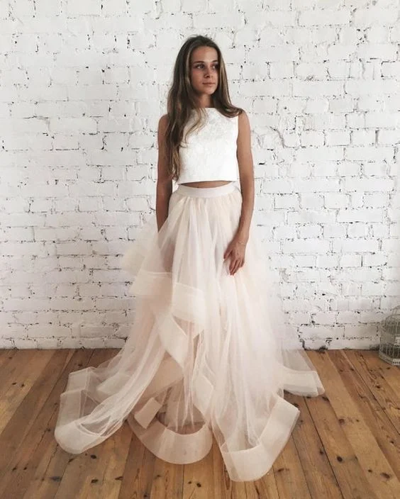 Unique Two Piece Long Prom Dress  cg6494