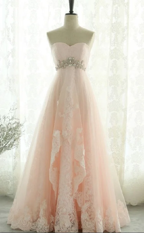 Pink Sweetheart Beading Lace Tulle Lace Up Open Back A-Line Long Prom Dress, Prom Dresses cg6082 Pink Sweetheart Beading Lace Tulle Lace Up Open Back A-Line Long Prom Dress, Prom Dresses cg6082