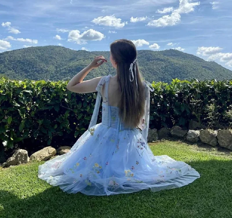 Lavender A-Line Prom Dresses Fairy Spaghetti Strap Embroidery Evening Dress Summer Party Gown Vestidos De Gala Lavender A-Line Prom Dresses Fairy Spaghetti Strap Embroidery Evening Dress Summer Party Gown Vestidos De Gala