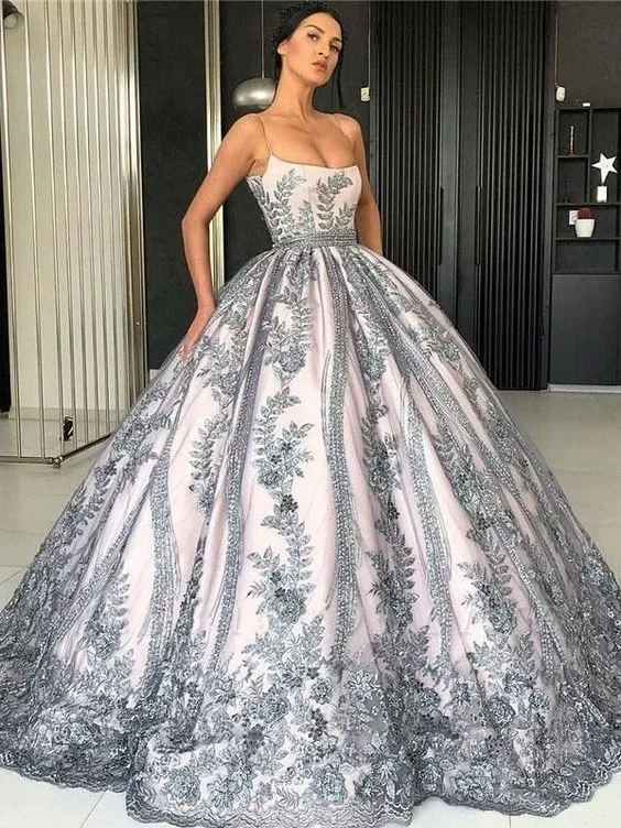 Spaghetti Straps Lace Appliques Evening Dresses | Luxury Princess Ball Gown Prom Dress cg6307 Spaghetti Straps Lace Appliques Evening Dresses | Luxury Princess Ball Gown Prom Dress cg6307