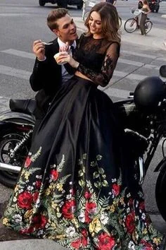 Cute Prom Dress, Popular Two Pieces Long Sleeves Open Back Long Prom Dresses with Flowers cg6631 Cute Prom Dress, Popular Two Pieces Long Sleeves Open Back Long Prom Dresses with Flowers cg6631