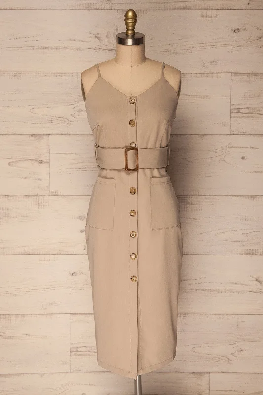 Blazowa Sand | Beige Fitted Dress