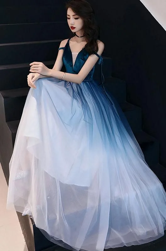 Simple green tulle long prom dress, green tulle evening dress  cg6595