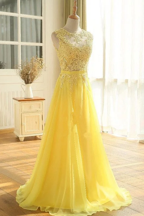 Yellow Floor Length A Line Beading Appliques Sashes Sleeveless Chiffon Long Prom Dress cg6519 Yellow Floor Length A Line Beading Appliques Sashes Sleeveless Chiffon Long Prom Dress cg6519