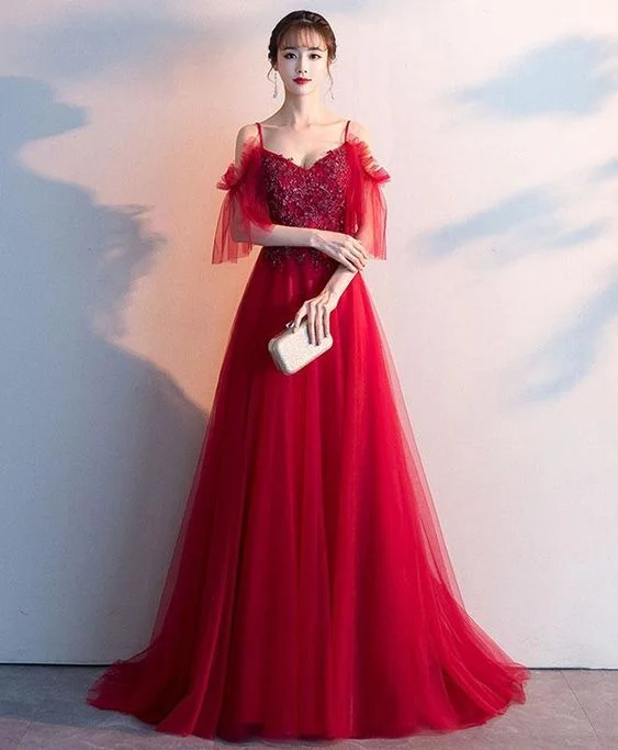 Simple Burgundy Sweetheart Tulle Lace Long Prom Dress, Burgundy Evening Dress cg6300 Simple Burgundy Sweetheart Tulle Lace Long Prom Dress, Burgundy Evening Dress cg6300