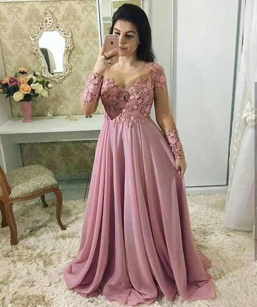 Graceful Mother Of The Bride Dresses A-Line Long Sleeve Appliques Scoop Neck Lace Mother Dresses Formal prom Dresses cg6507 Graceful Mother Of The Bride Dresses A-Line Long Sleeve Appliques Scoop Neck Lace Mother Dresses Formal prom Dresses cg6507
