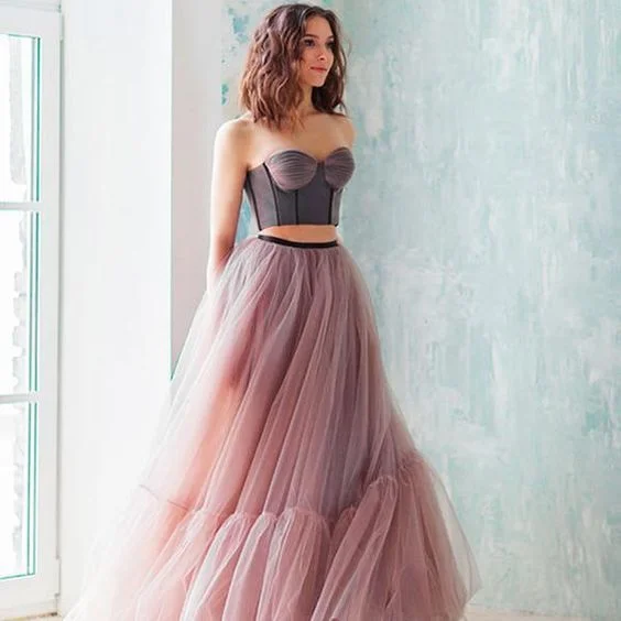 Two Pieces Sweet Heart Prom Dresses, Tulle Backless Prom Dresses, Prom Dresses cg6100 Two Pieces Sweet Heart Prom Dresses, Tulle Backless Prom Dresses, Prom Dresses cg6100