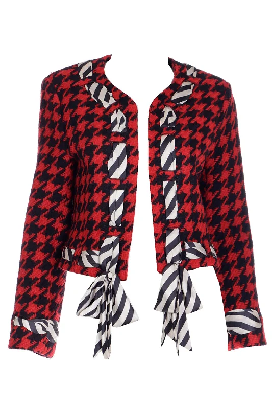 1990 Franco Moschino Cheap & Chic Vintage Red & Black Houndstooth Jacket