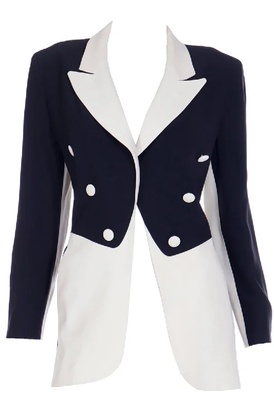 1990s Moschino Couture Black & Cream Vintage Tuxedo Style Jacket