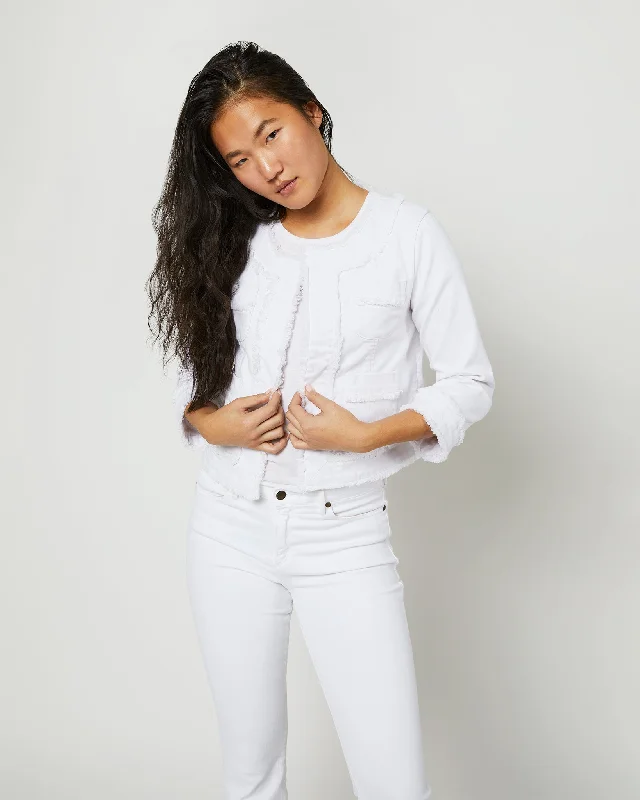 Kiki Jacket in White Garment-Dyed Stretch Twill