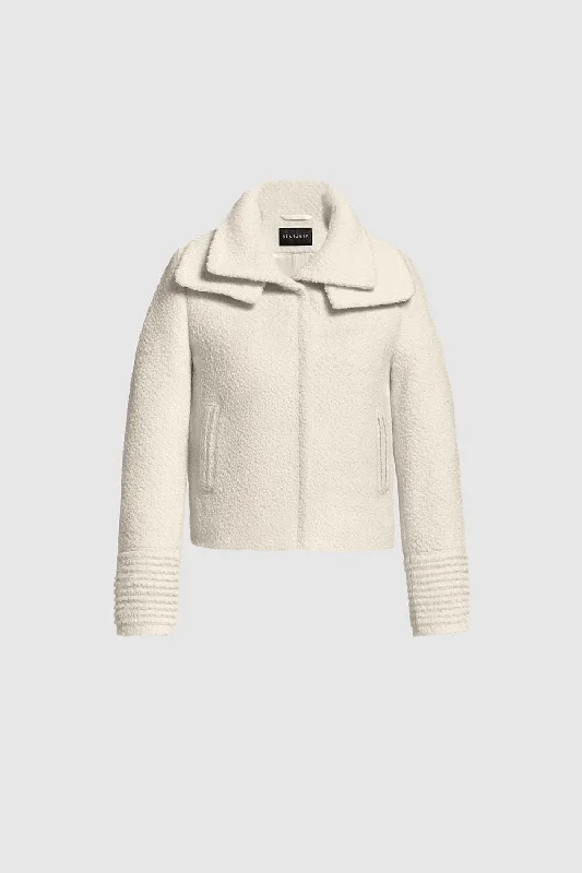 Bouclé Alpaca Moto Jacket with Signature Double Collar