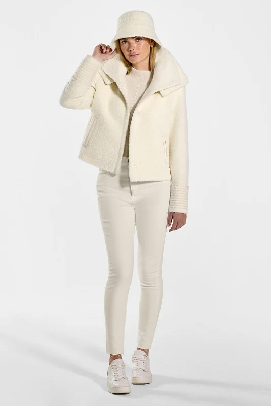 Bouclé Alpaca Moto Jacket with Signature Double Collar