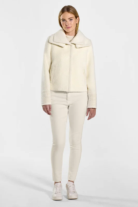 Bouclé Alpaca Moto Jacket with Signature Double Collar