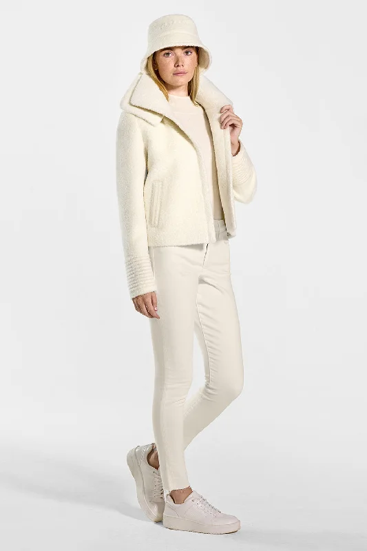 Bouclé Alpaca Moto Jacket with Signature Double Collar