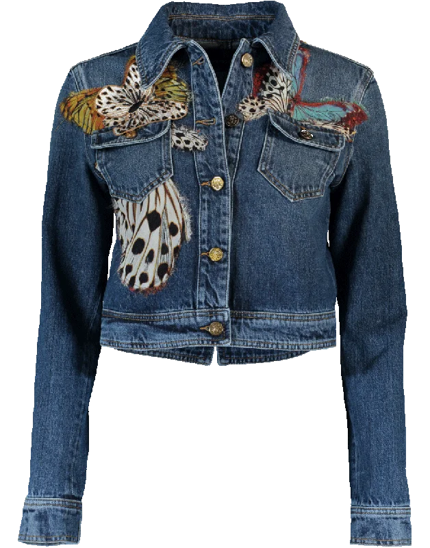 Butterfly Embroidered Jean Jacket