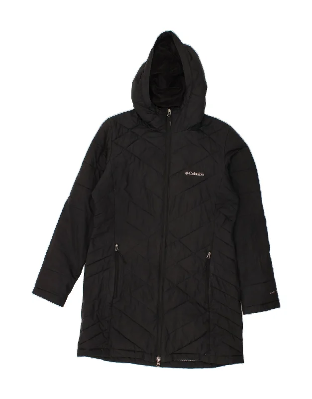 COLUMBIA Womens Hooded Padded Coat UK 14 Medium Black Polyester