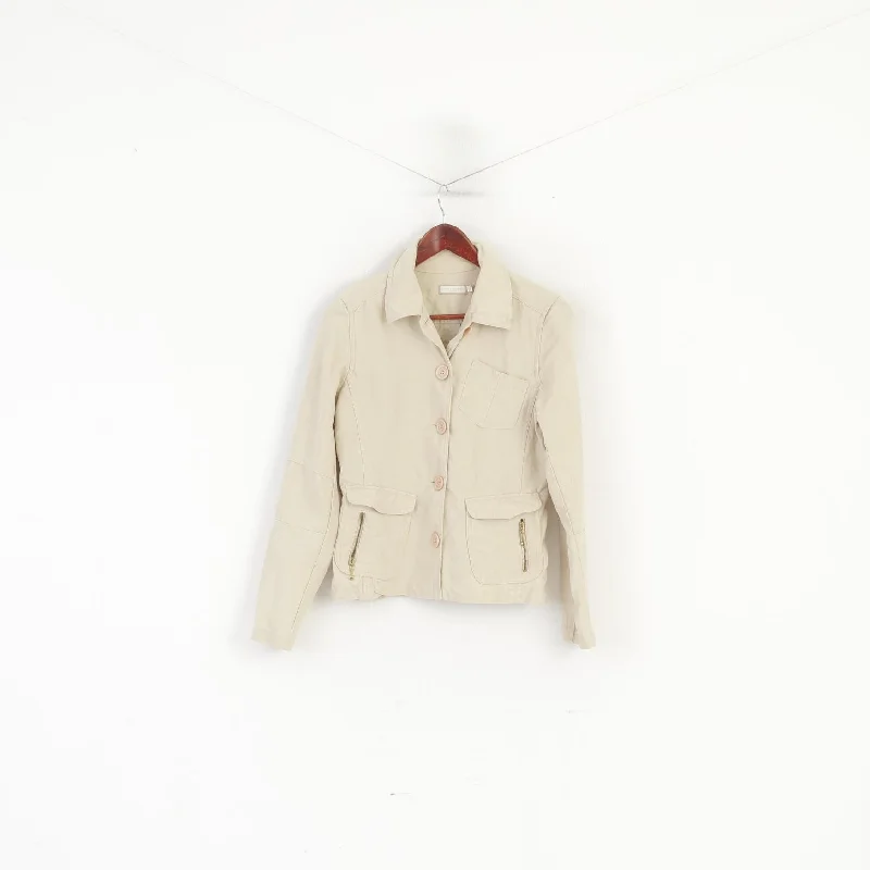 Yumi Mazao Women 40 S Jacket Beige Vintage 100% Linen Norah Blazer