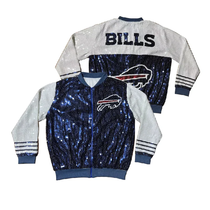 bills stand-up collar zipper coat sequins sports  jacket