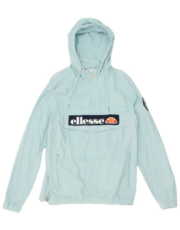 ELLESSE Womens Graphic Hooded Anorak Jacket UK 10 Small Blue Cotton